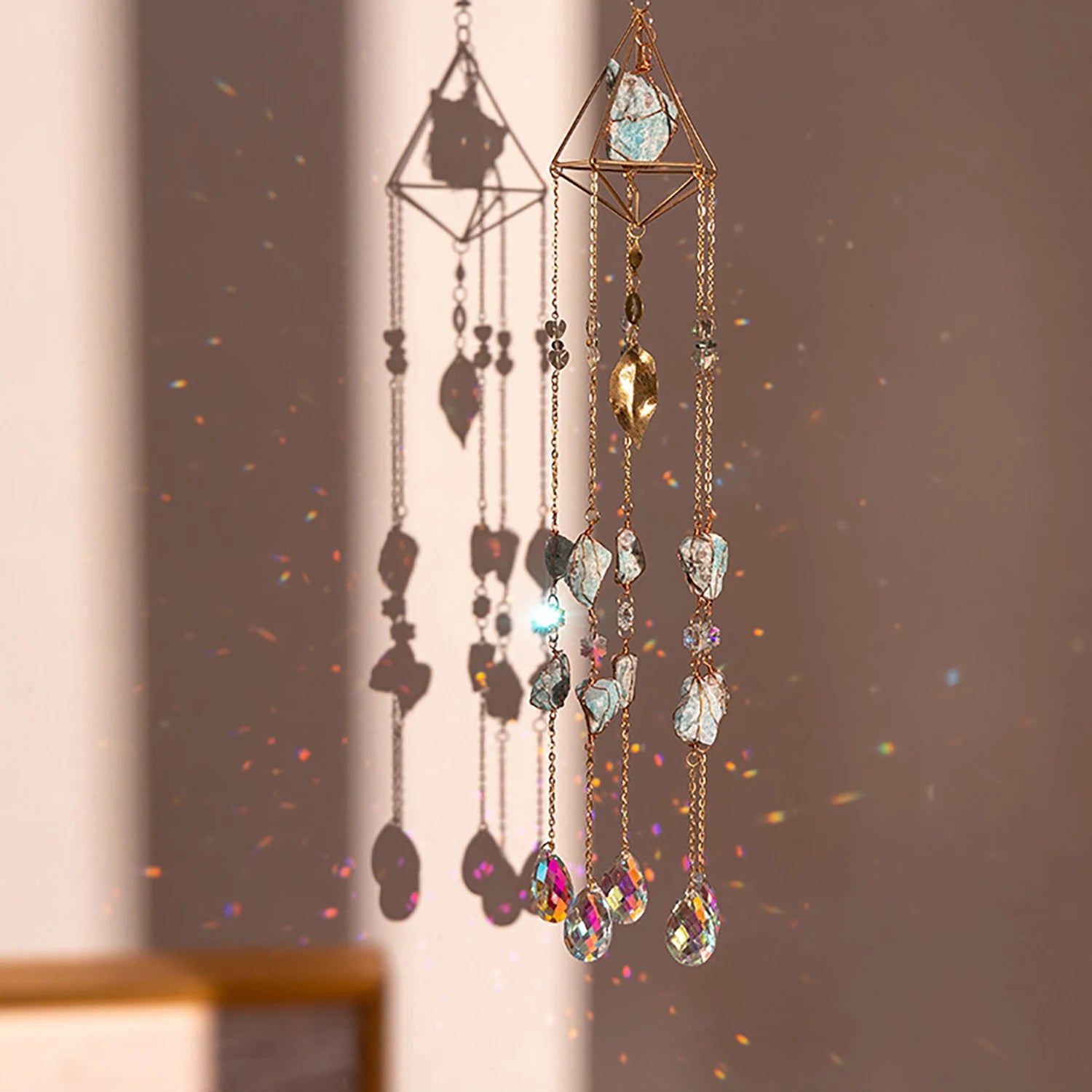 Natural Agate Dream Catcher Wall Hanging Moon Star Sun Crystal Stone Dream Catcher Garden Bedroom Agate Wall Hanging Decorations