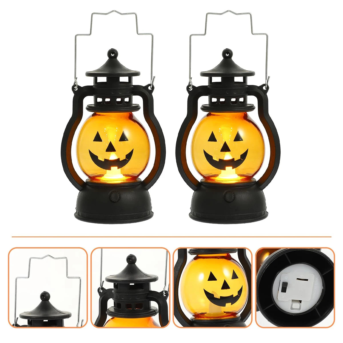 Hanging Pumpkin Lantern Light LED Ghost Lamp Halloween Candle Light Retro Small Oil Lamp Halloween Party Home Decor Horror Props
