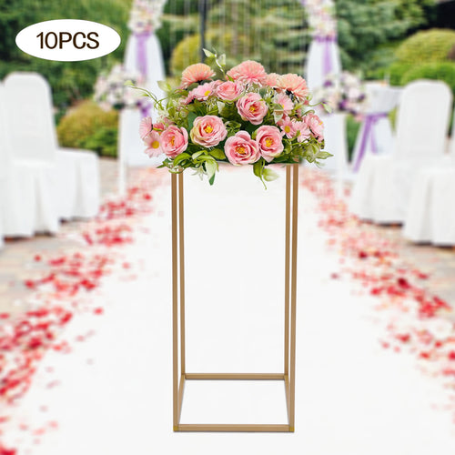 10PCs Metal Flower Stand 23.6Inch 23" Gold Flower Stand  for Floral Arrangement, Geometric Flower Vase Stand for Party, Events