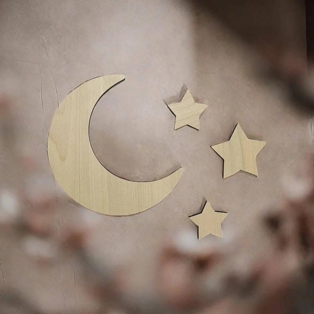Simple Wooden Wall Decoration Hot Air Balloons Sun Moon Stars Heart-shaped Wall Ornaments Warm Sweet Children's Rooms