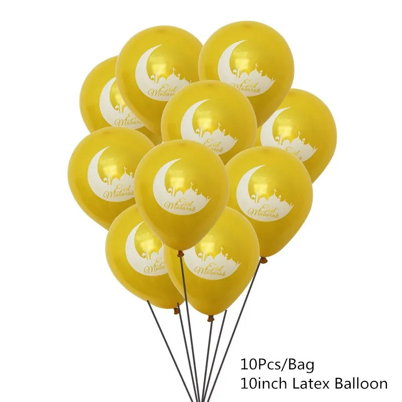 10Pcs Eid Umrah Mubarak Latex Balloon Ramadan Kareem Festival Muslim Islamic Ramadan Party Eid Al-Firt Home Decoration Supplies