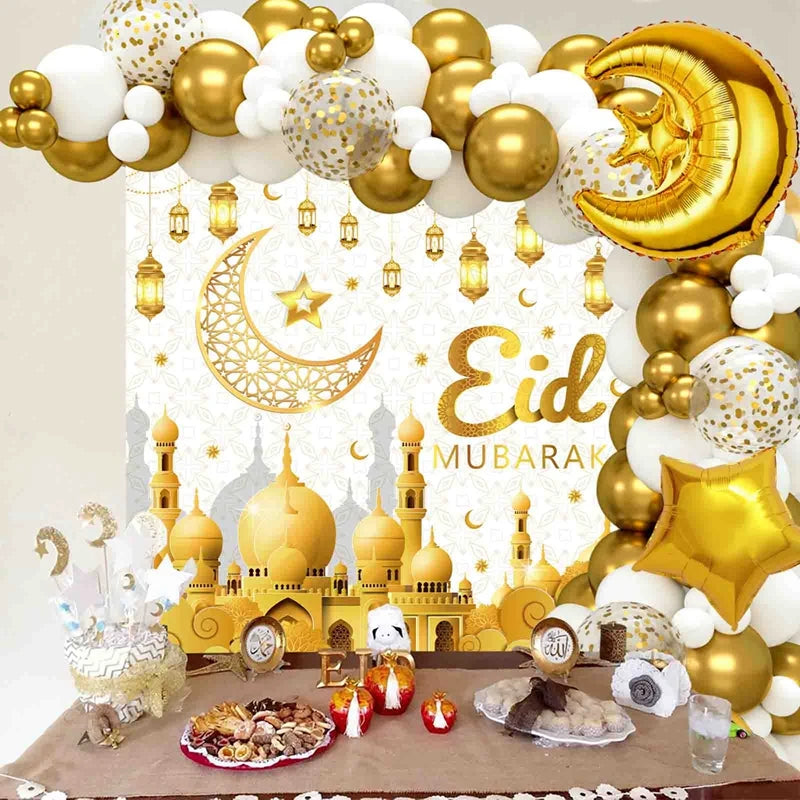 Ramadan Party Balloon Suit Eid Al-Fitr Party Decoration Backdrop Islamic Muslims Background Islamic Muslim Ornament