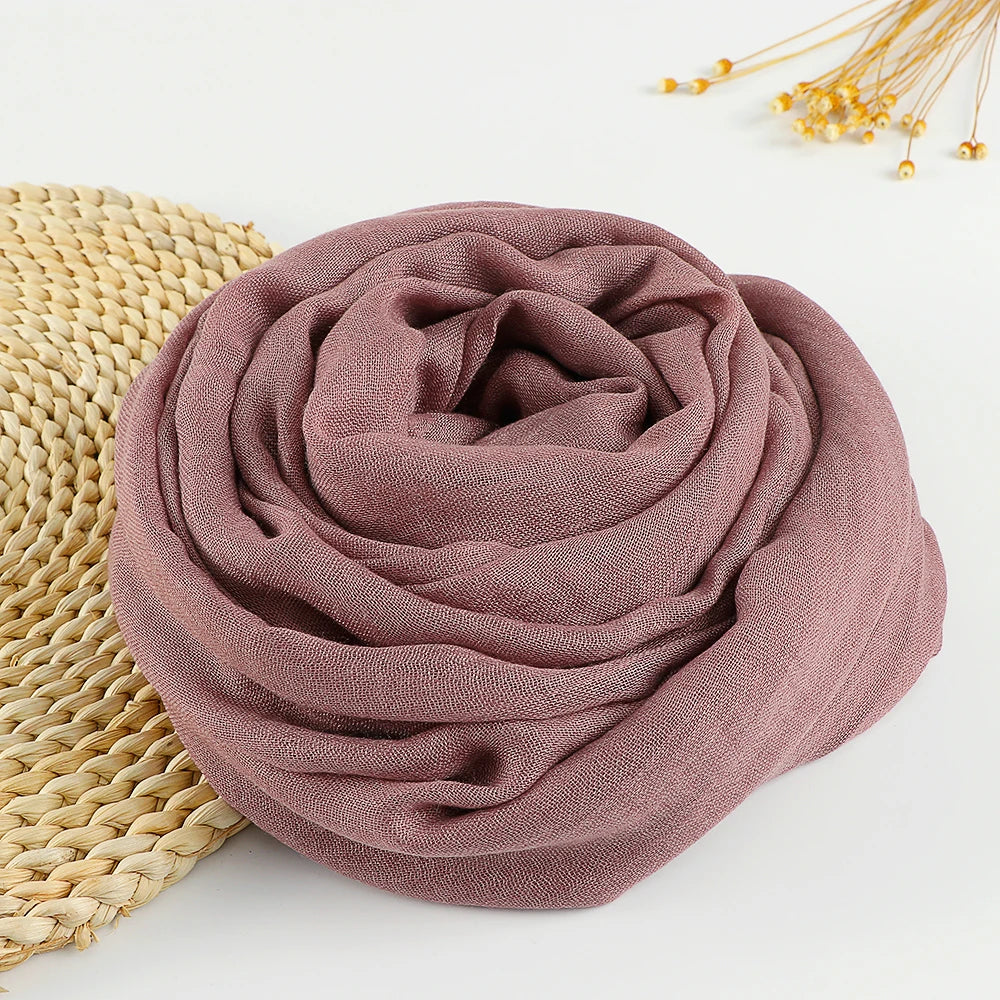 Solid Cotton Linen Hijabs Scarf Women Maxi Muslim Plain Frayed Scarf Shawls Wraps Headwear Oversize Pashmina Headscarf Headband