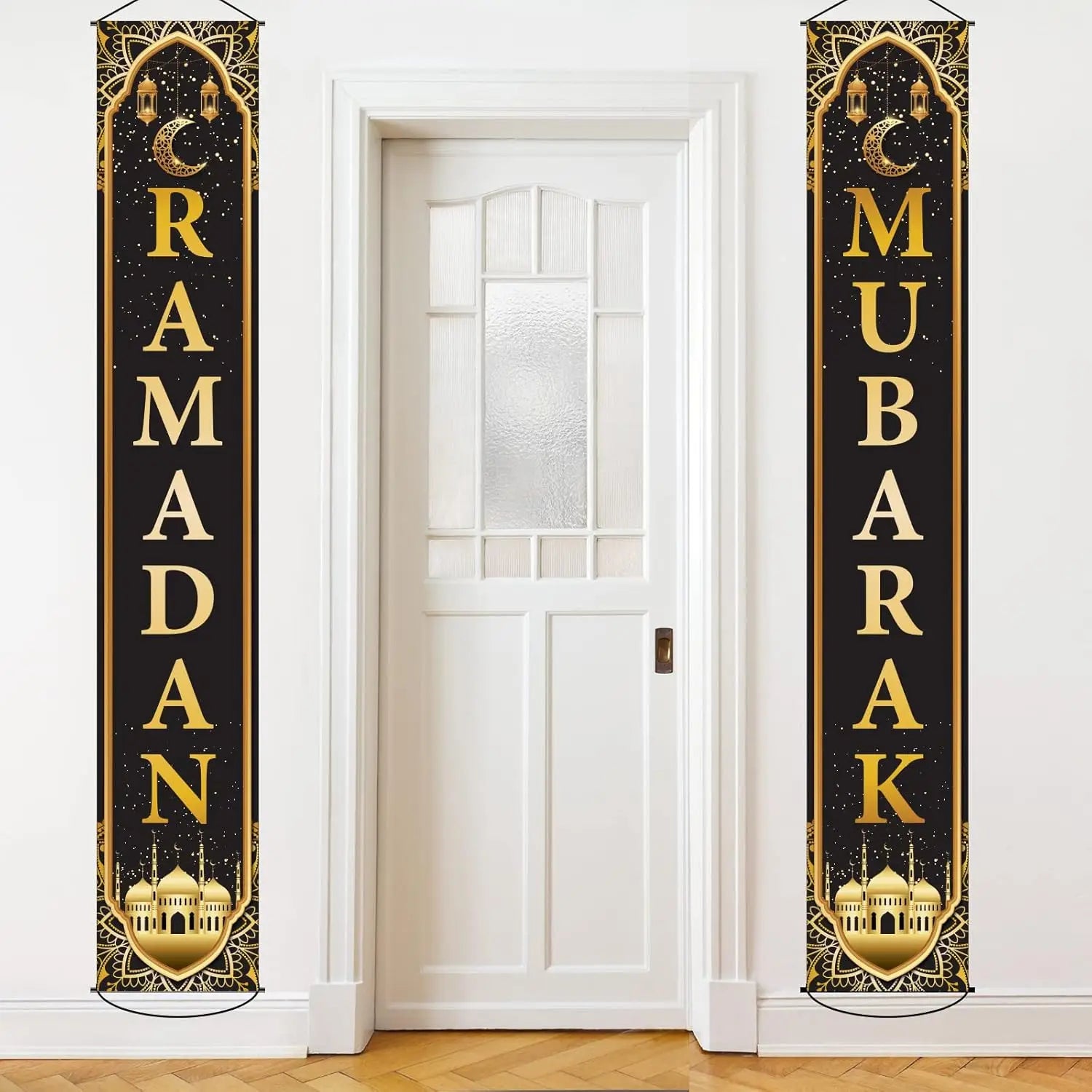 VIKAMA Ramadan Mubarak Banner Porch Hanging Background Set Indoor and Outdoor Party Decoration Supplies