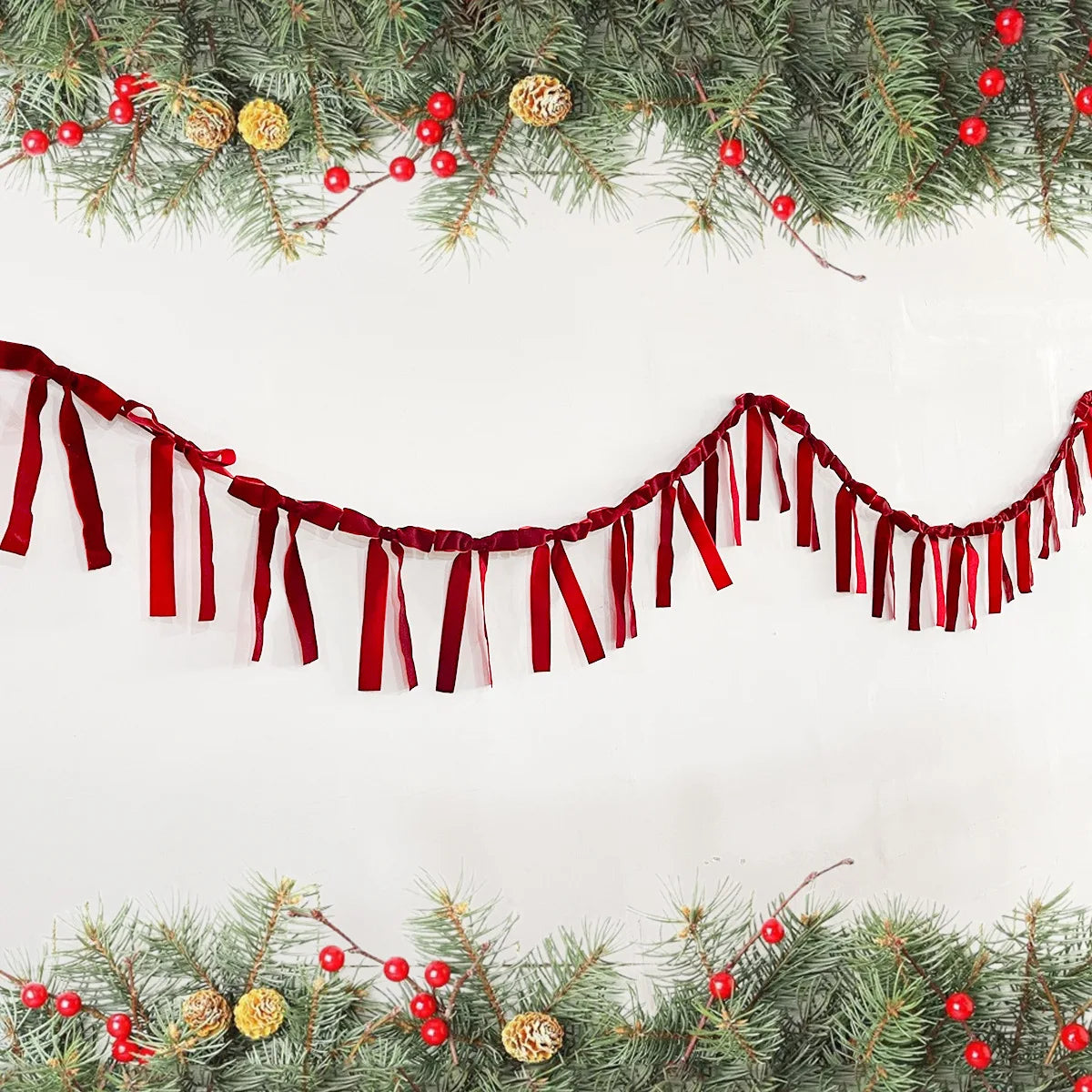 2/3M Flocking Bowknot Ribbon Pull Flower Decorative Banner for Party, Ramadan Decorations 2026, Window Atmosphere Decoration