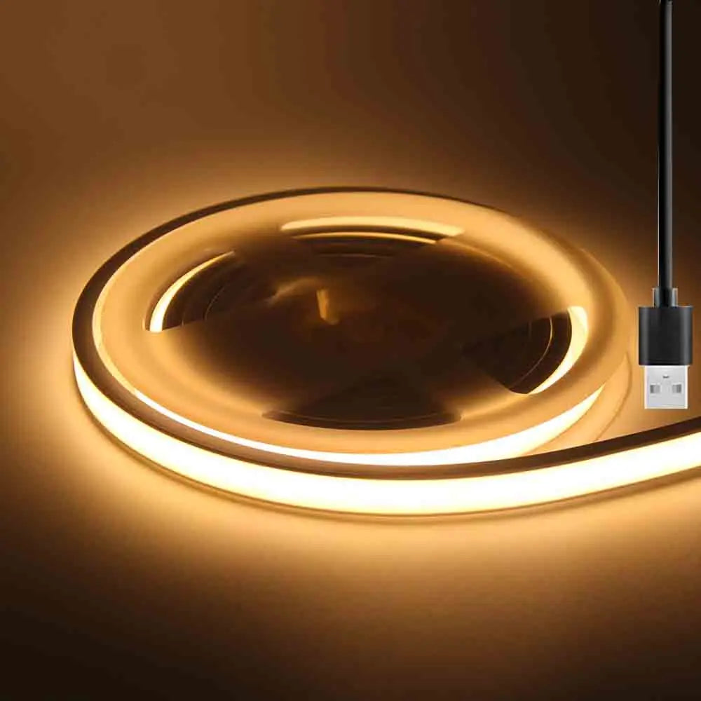 5V USB COB LED Strip Neon Light High Brightness 320 LEDs/M IP67 Waterproof Flexible Ribbon Tape for Garden Bedroom TV BackLight