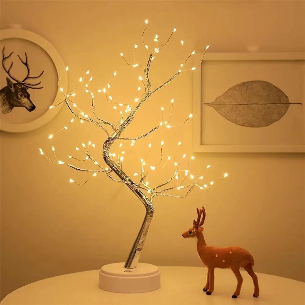 Light Tree Table Top LED Shimmery Tree Light USB/Battery-Powered Touch Switch Night Light Branch Lights for Holiday Home Decor