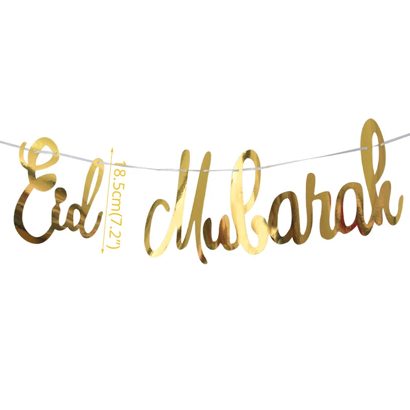EID Mubarak Banner 2025 Decorations Ramadan Kareem Star Moon Garland Bunting Hanging Ornament Muslim Umrah Mubarak home decor