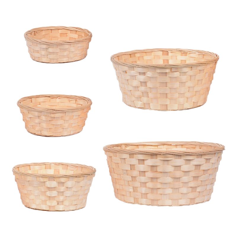 Practical Round Wicker Basket Hampers Woven Bamboo Fruit Bread Basket Storage Hamper Blanket Hamper Baskets