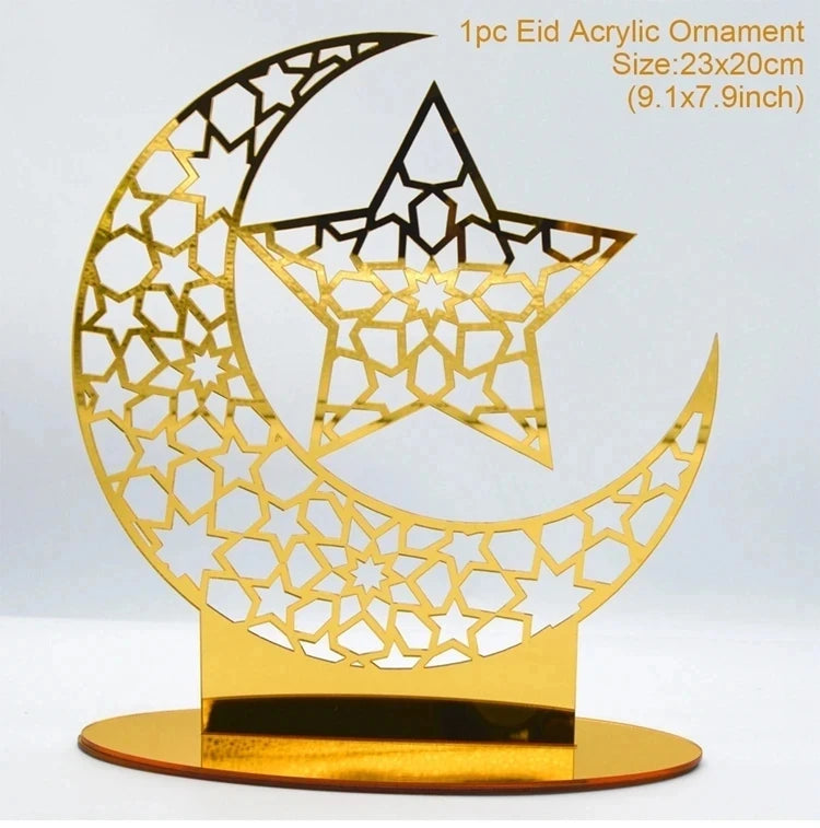 Ramadan Tray Table Centerpieces Plate Acrylic Ramadans Eid Mubarak Decorations for Home 2025 Islam Muslim Festival Party Gifts