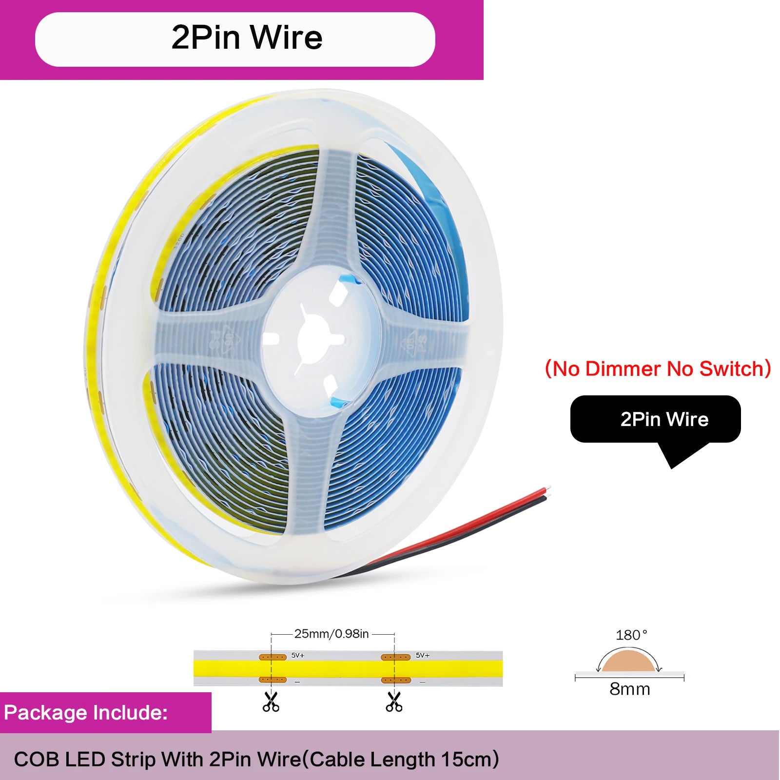 5V COB LED Light Strip With Touch Dimmer/ON OFF Switch/3Key Dimmer 320LEDs/M High Density LED Lamp Room Bar TV Backlight 9Colors