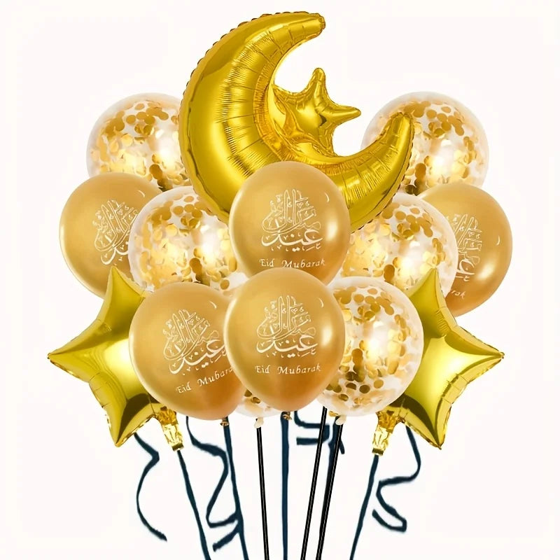 11pcs Eid Mubarak Ornament Moon Star Foil Balloon Colorful Ramadan Home Decoration Kareem Islamic Muslim Party Decor Supply