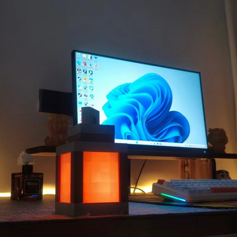 Luminous Lantern Nightlight Rechargeable Game Pixel Light Surrounding Children's Bedroom Atmosphere Light Home Decor Ornament