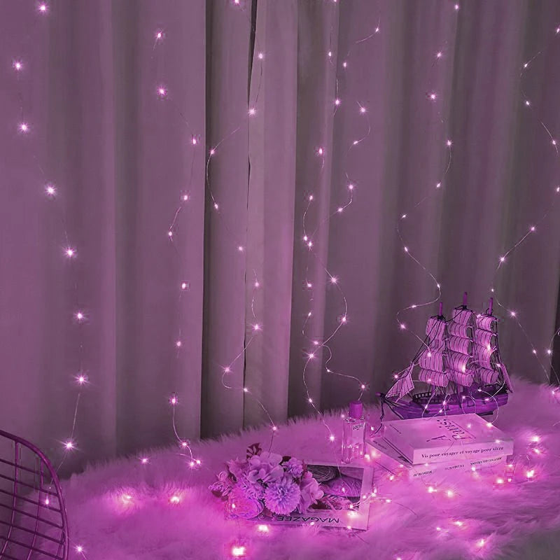 Ramadan Home Decoration LED Fairy Battery Power Outdoor 2026 Valentine's Day Eid Mubarak Bedroom Decoration Curtain Light String