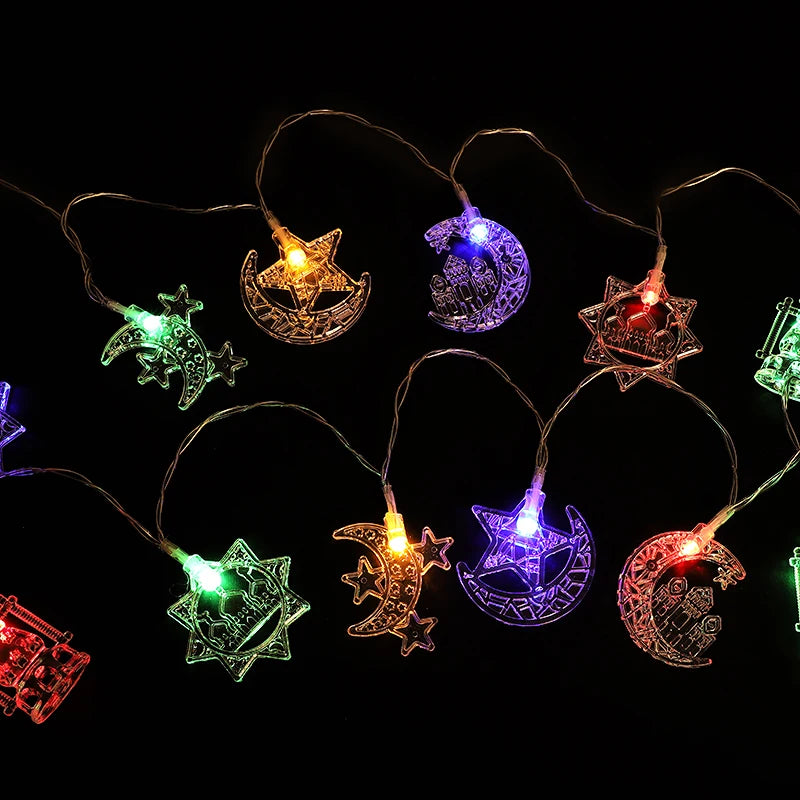 1.5M EID Mubarak LED String Lights Moon Star Castle Lantern Light Islam Muslim Festival Party Ramadan for Home Decoration 2026