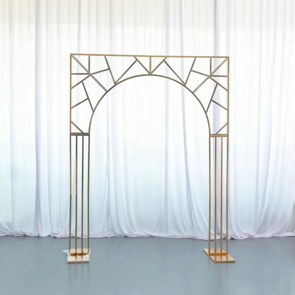 1pcs f30 83in Golden Stainless Steel Crescent Half Moon Wedding Arch Party Stage Backdrop Flower Stand Background Arch ivy332