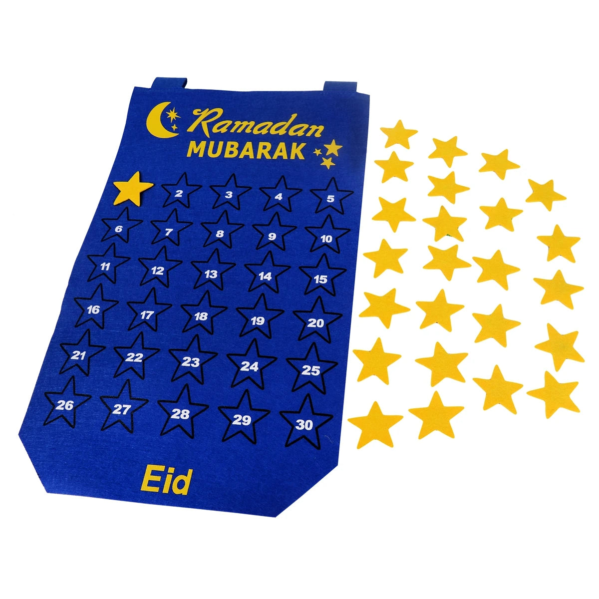 Ramadan Advent Calendar With 30 Reusable Star 30 Days Felt Wall Ramadan Calendar For Kids Eid Mubarak Countdown Calendar 2025