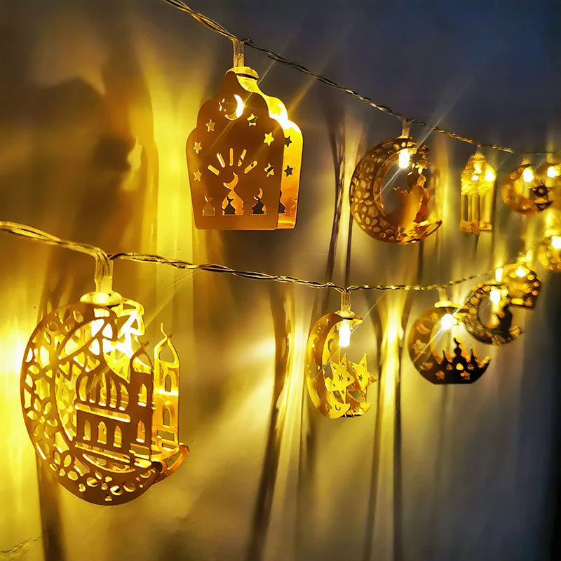 Moon Star LED String Light Castle Ramadan Kareem Decorati for Home Islam Muslim Party Festival Hanging Pendant Eid Al Adha Gifts