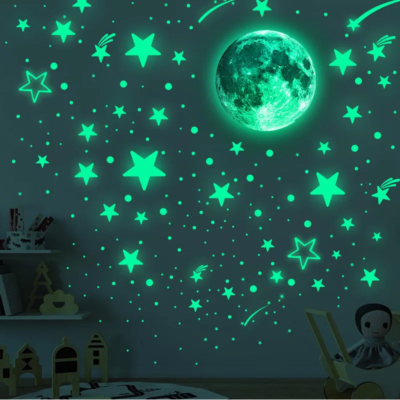Luminous Moon Stars Wall Stickers for Kids room Bedroom Decor Glow in the dark Earth Wall Decals Noctilucent Stickers Home Decor