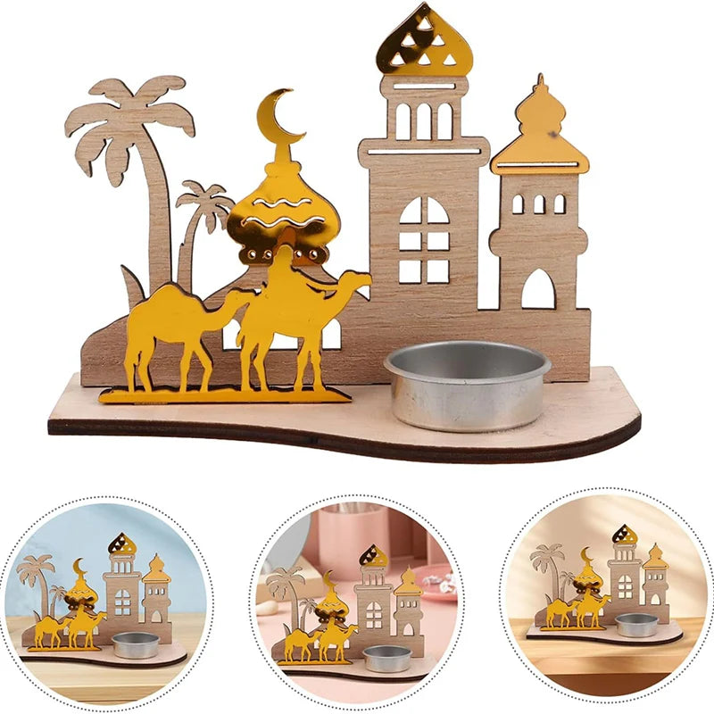 Eid al-Fitr Decorations Candlestick Star and Moon Desktop Ornament Ramadan Decorations 2026 Candlestick Party Decorations