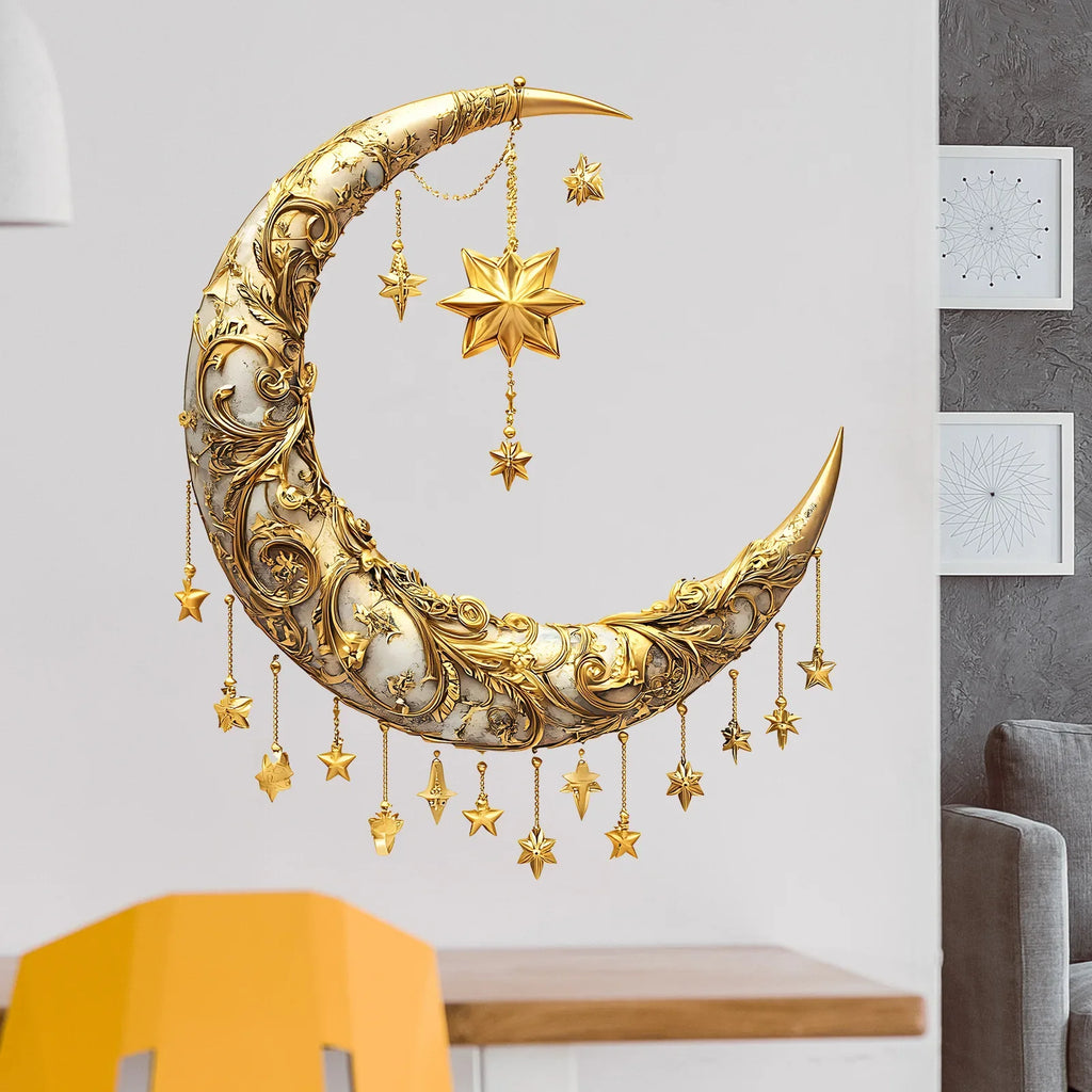 1Pcs Eid Mubarak Wall Stickers Ramadan Kareem Moon Star Lantern Window Decal Decorations for Home Muslim Islamic Wall Sticker