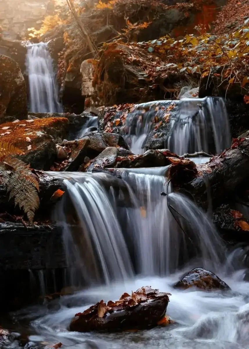 Serene Landscape Waterfall Canvas Painting with Green Tree Forest Wall Art Prints for Living Room Home Decor Unframed Poster fo