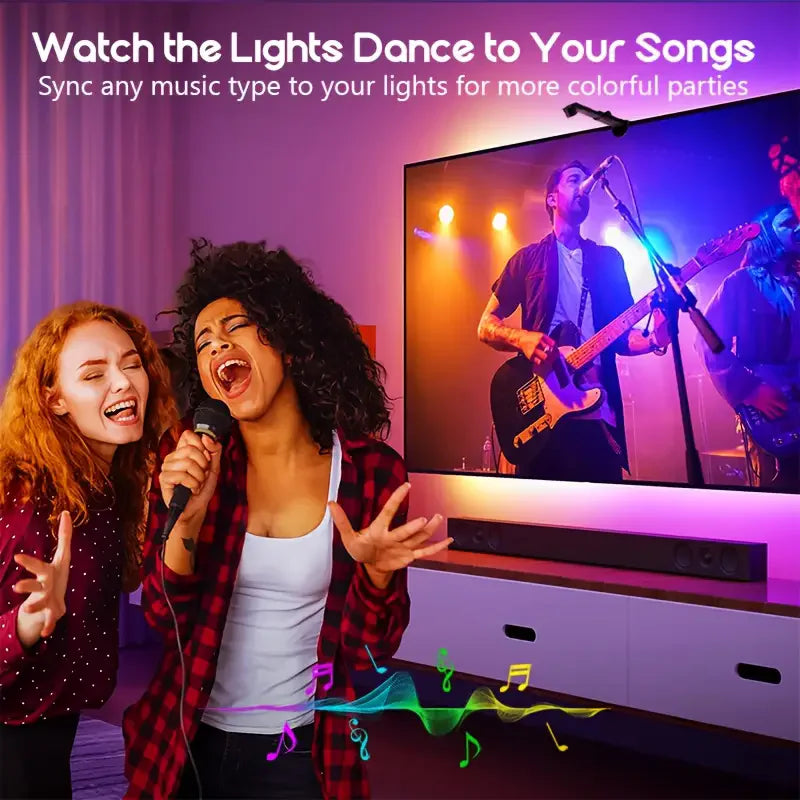 RGBIC LED TV Backlight Strip with AR Sensor Sync to Screen Ambient Lighting APP Control for 35-80 Inch TVs Monitors Gaming Room