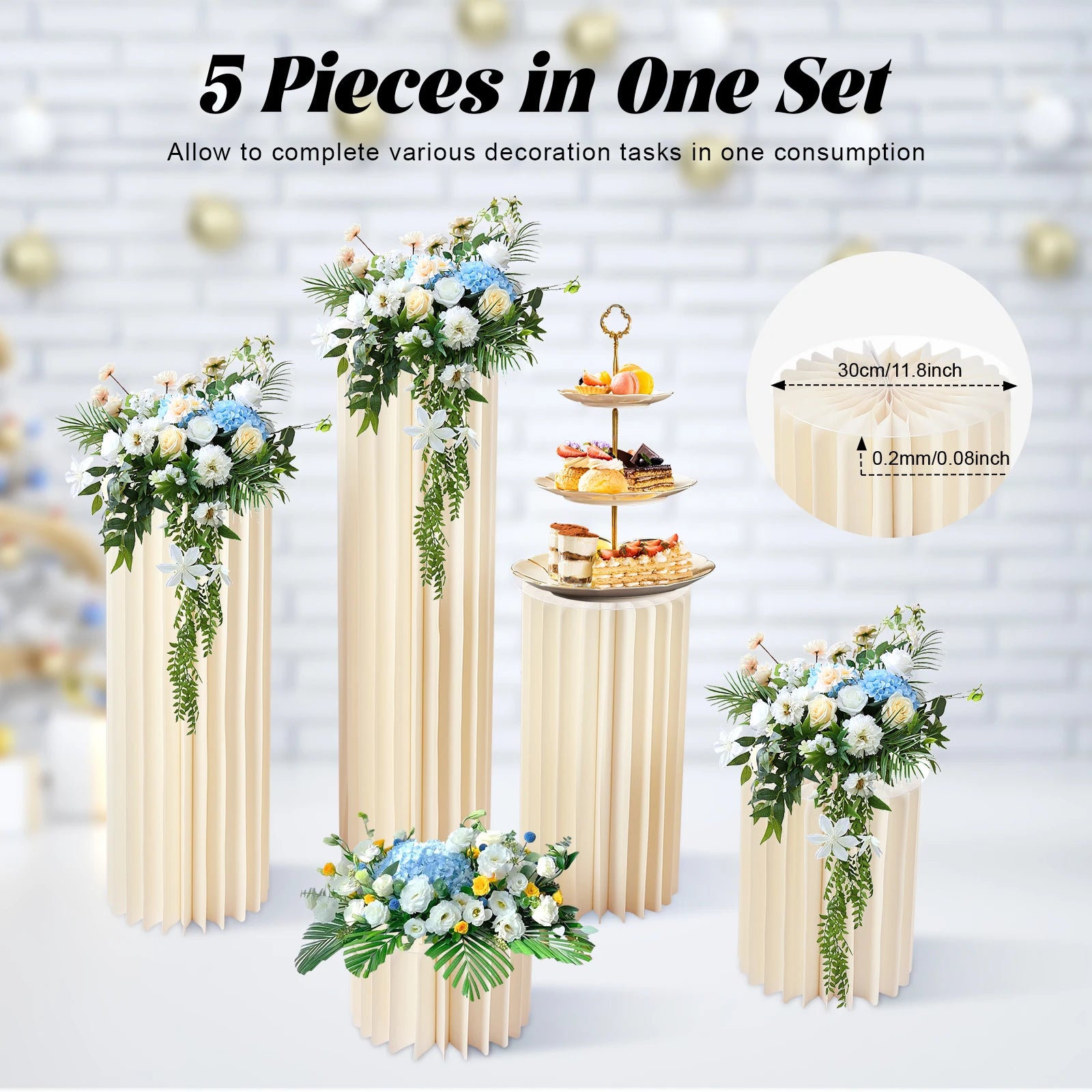 3/5Pcs Wedding Centerpieces Cardboard Vases, Flower Vase Flowers Stand for Party Tables Decorations