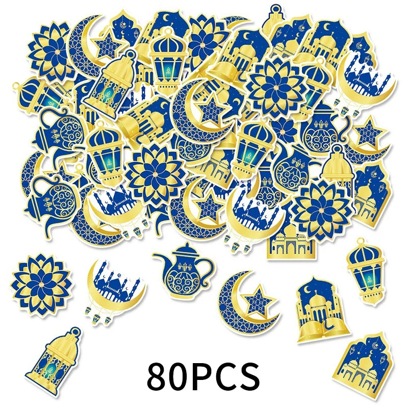 Muslim Eid Ramadan Party Gift Label Ramadan DIY Moon Stickers Eid Al-Fitr Festival Party Hanging Decor