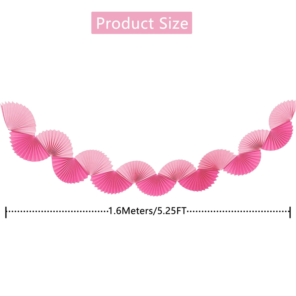 Blue Paper 3D Fans Flower Garland Hanging Flower Banner Wall Decoration for Wedding Birthday Baby Shower Party Streamer Decor