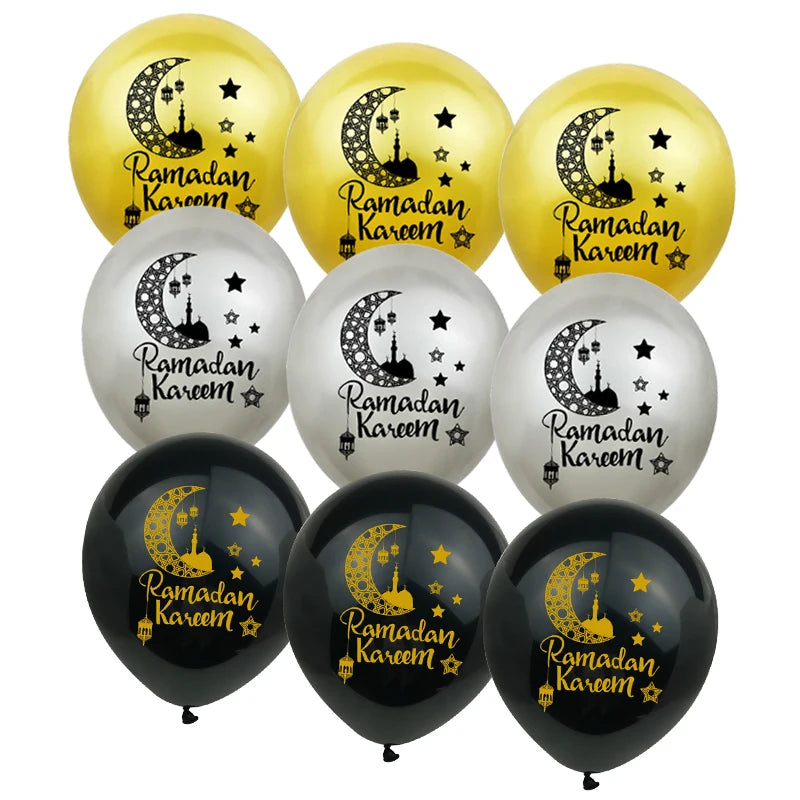 10Pcs Ramadan Kareem Latex Balloon Decoration Ramadan Mubarak Muslim Islamic Festival Party Decoration 2026 Eid Mubarak Supplies