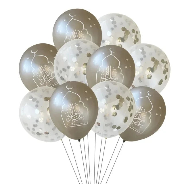 10pcs EID MUBARAK Decor Balloons Ramadan and Eid Decoration Muslim Islamic Decor Gold Balloon Ramadan Mubarak DIY Party Supplies