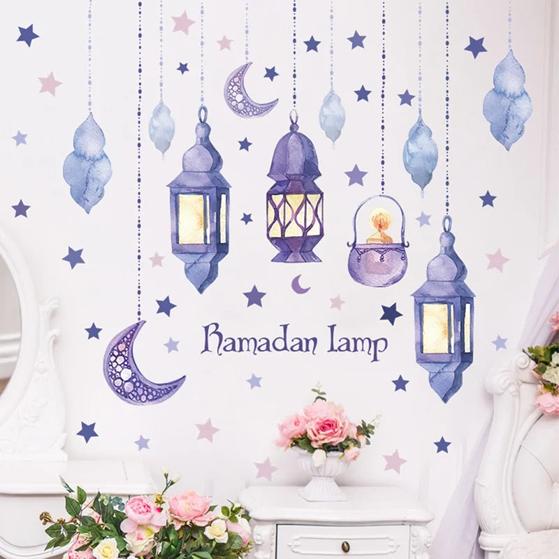 Eid Mubarak Wall Stickers Kareem Ramadan Decoration 2024 For Home Islamic Muslim Party Decor Mubarak Ramadan Window Sticker Gift