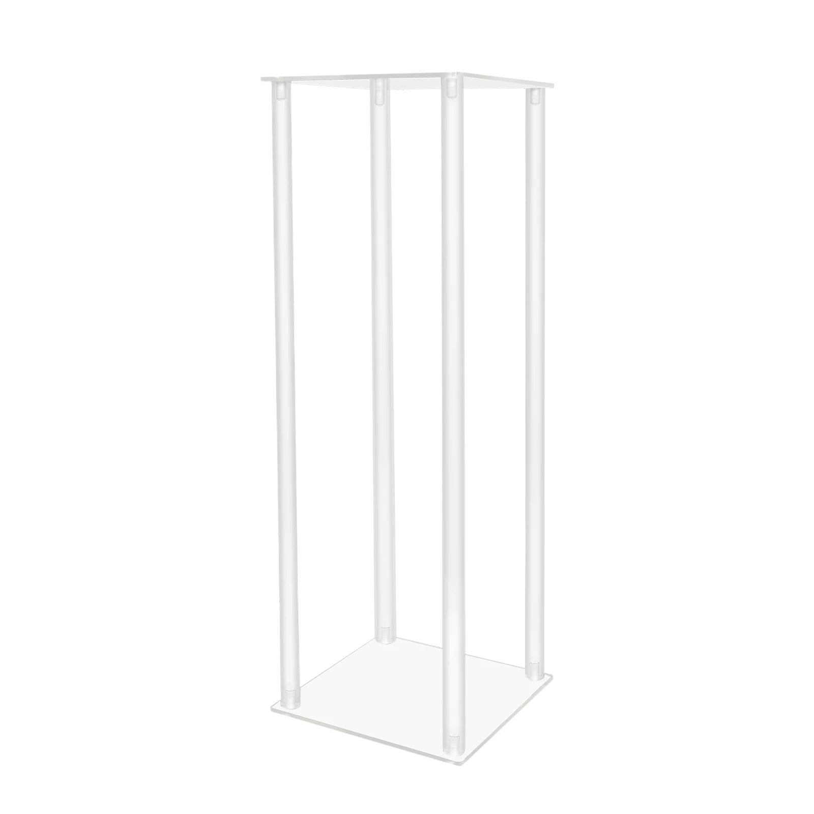 10Pcs Acrylic Vase Wedding Flower Stands Set, 23.6"H Clear Column Rack Geometric Display Stand for Home Party Wedding Decor