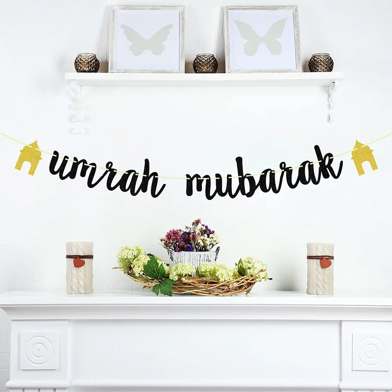 Umrah Mubarak Banners omra mubarak Islamic Eid Celebration Party hajj Decorations