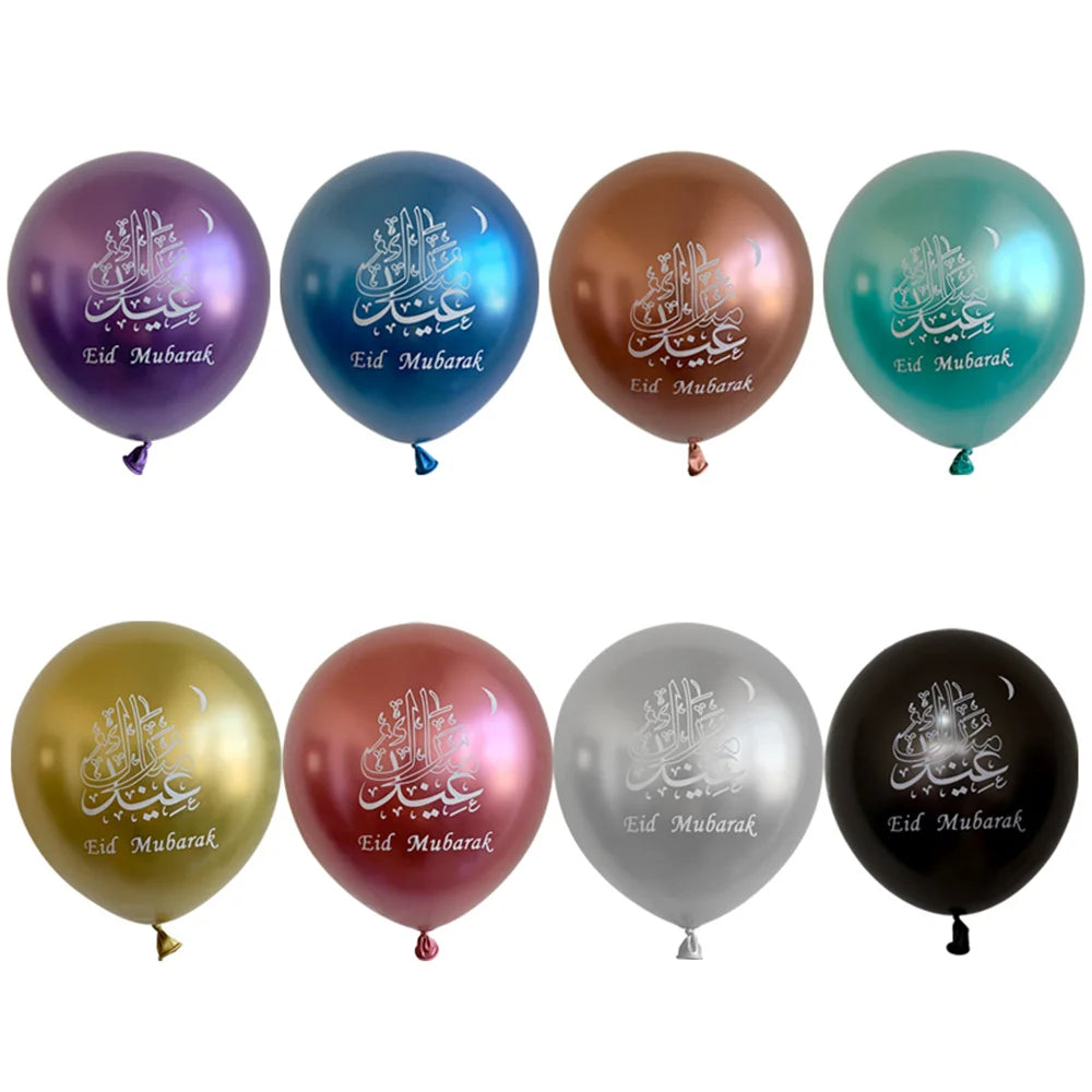 10pcs Eid al Adha Mubarak Balloons Decoration 2024 Gurban Festival Muslim Sheep Hajj Mubarak Decor Banner Star Moon Balloon