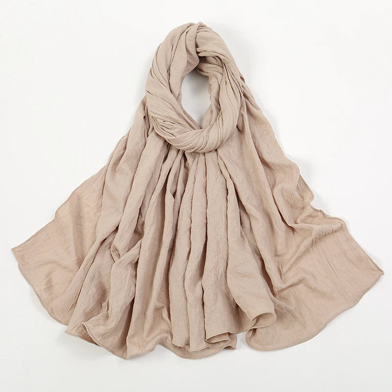 Fashion Muslim Crinkle Hijab Scarf For Women Musulman Soft Cotton Headscarf Islamic Hijab Long Shawls And Wraps Turban 180*90cm