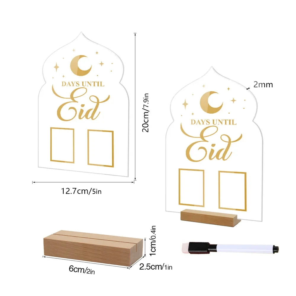 1 Pcs Ramadan Calendar Acrylic Eid Mubarak DIY Countdown 2024 Ramadan Decorations Countdown Ramadan Party Ornament