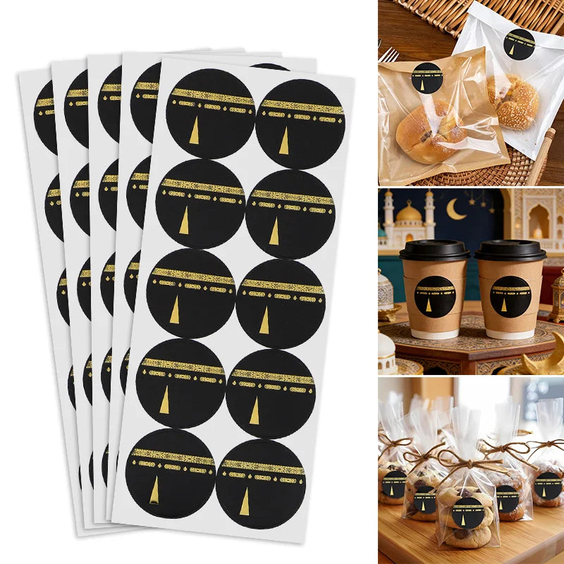 30/60pcs 4cm Umrah Mubarak Paper Stickers Muslim Islamic Party Gift Wrapping Decoration Eid Ramadan Candy Box DIY Label Sticker