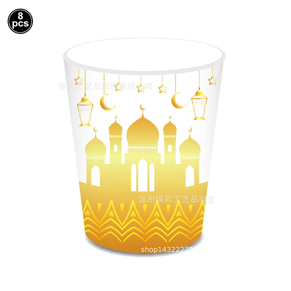 Gold Star Crescent Moon Lantern Ramadan Garland EID Decoration Happy Ramadan Mubarak Party Decor Islamic Nights Party Supplies