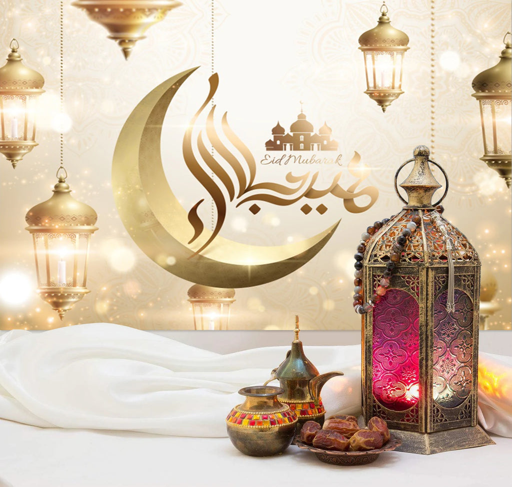 Eid Mubarak Backdrop for Photography EID Al Adha Muslim Ramadan Kareem Moon Lantern Islamic Eid al-Fitr Photo Background Props