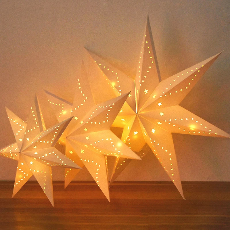 Eid Mubarak Decoration Hollow Star Hanging Pendant Ramadan Kareem LED Light Lantern 2025 Islamic Muslim Party Supplies Birthday