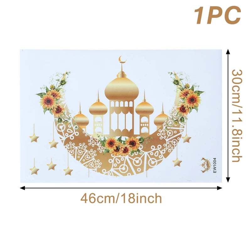 Eid Mubarak 2024 Window Stickers Ramadan Decorations for Home Islamic Ramadan Kareem Muslim Party Decor Eid Mubarak Gift Al Adha