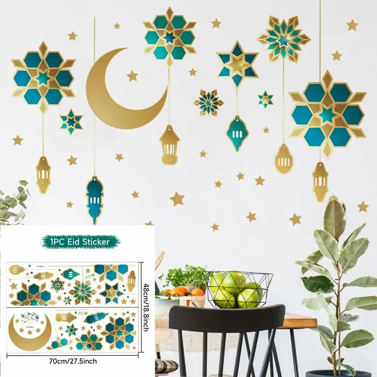 Eid Mubarak Wall Stickers Kareem Ramadan Decoration 2024 For Home Islamic Muslim Party Decor Mubarak Ramadan Window Sticker Gift