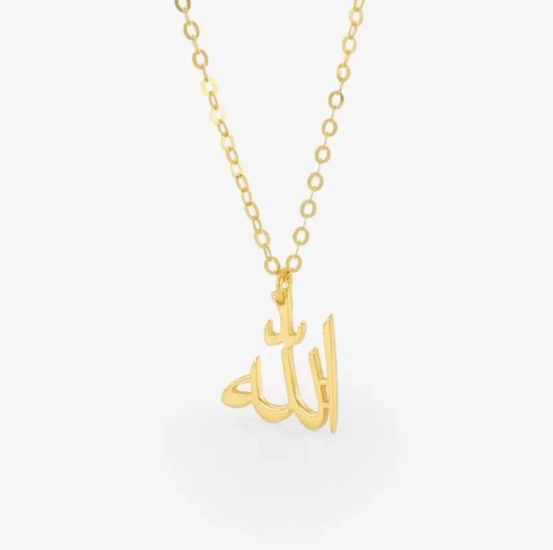 Allah Name Necklace For Women Men Islamic Gold Plate Pendant Muslims Religion Arabic Necklace Gift Jewelry Religious Necklaces