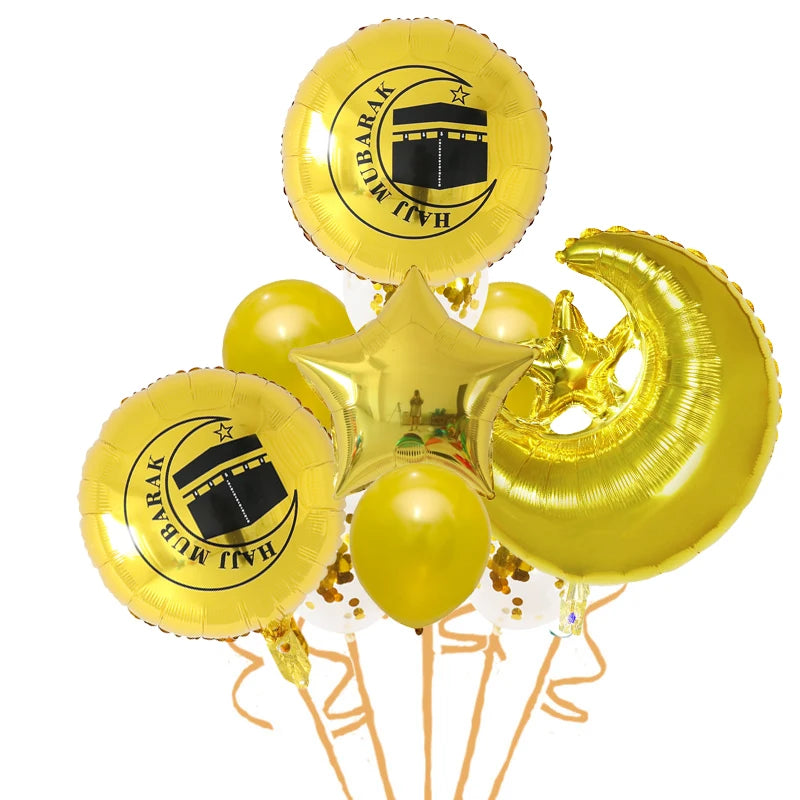 Stars Moon Confetti Balloon Bundle Eid Mubarak Ramadan Decoration 2025 Muslim Islamic Party Supplies Ramadan Kareem Foil Ballons