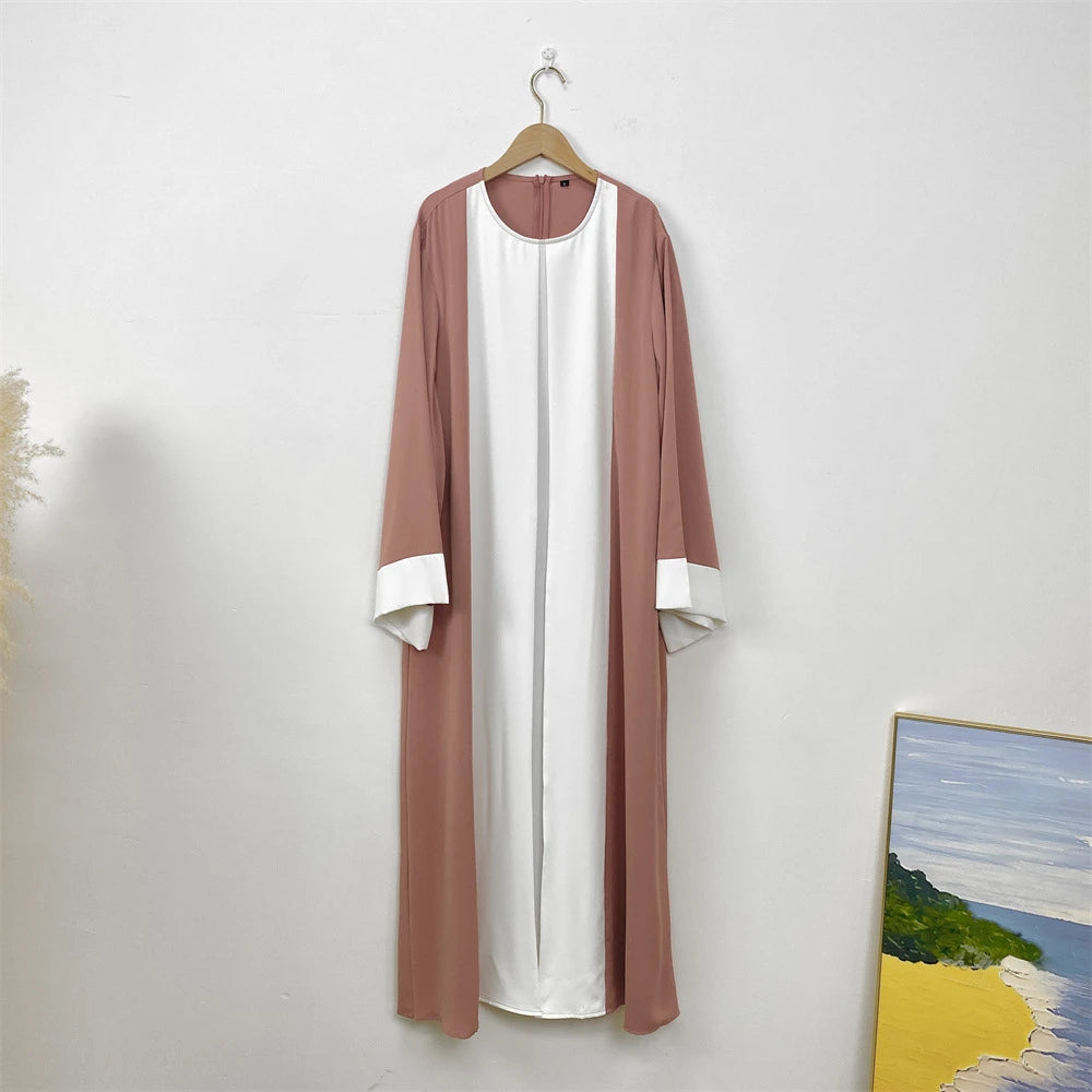 Ramadan Eid Luxury Splicing Two-Piece Style Abaya for Women – Dubai Kaftan Modest Islamic Dress Marocain Femme