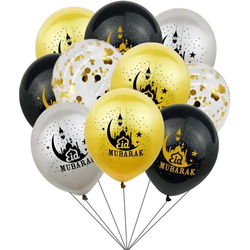 Eid Mubarak Latex Balloon Ramadan Kareem Moon Star Castle Decoration Air Globos Islamic Party Ramadan Mubarak Balloon Eid Gifts