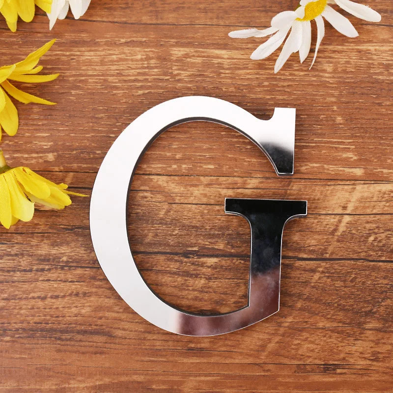 Acrylic Mirror 3D Alphabet  House Number Wall Sticker English Alphabet Sticker Decoration Wedding love letters Decorative