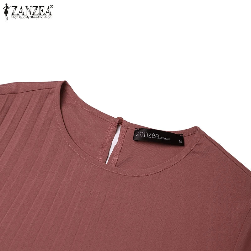 2025 ZANZEA Islamic Hijab Women Abaya Robe – Elegant O-Neck A-Line Dress